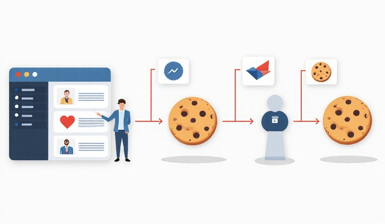 Ilustrace souborů cookie jako malých datových balíků